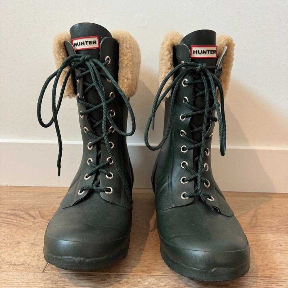 Hunter Adley Lace-Up Waterproof Boots – Forest Green (Women’s 9)